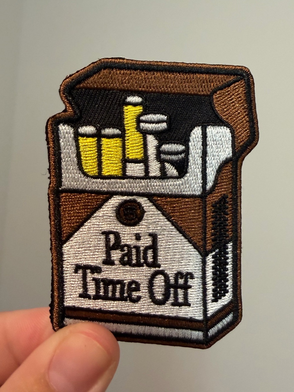 Noah Kahan - ‘Paid Time Off' Embroidered Patch - Brown & Yellow Cigarette NEW